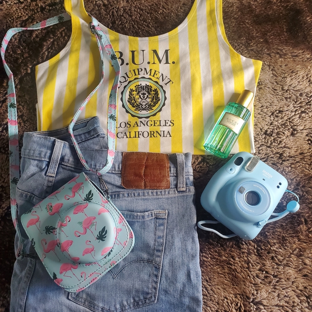 BUM EQUIPMENT Vintge Style Yellow/White Swim Suit